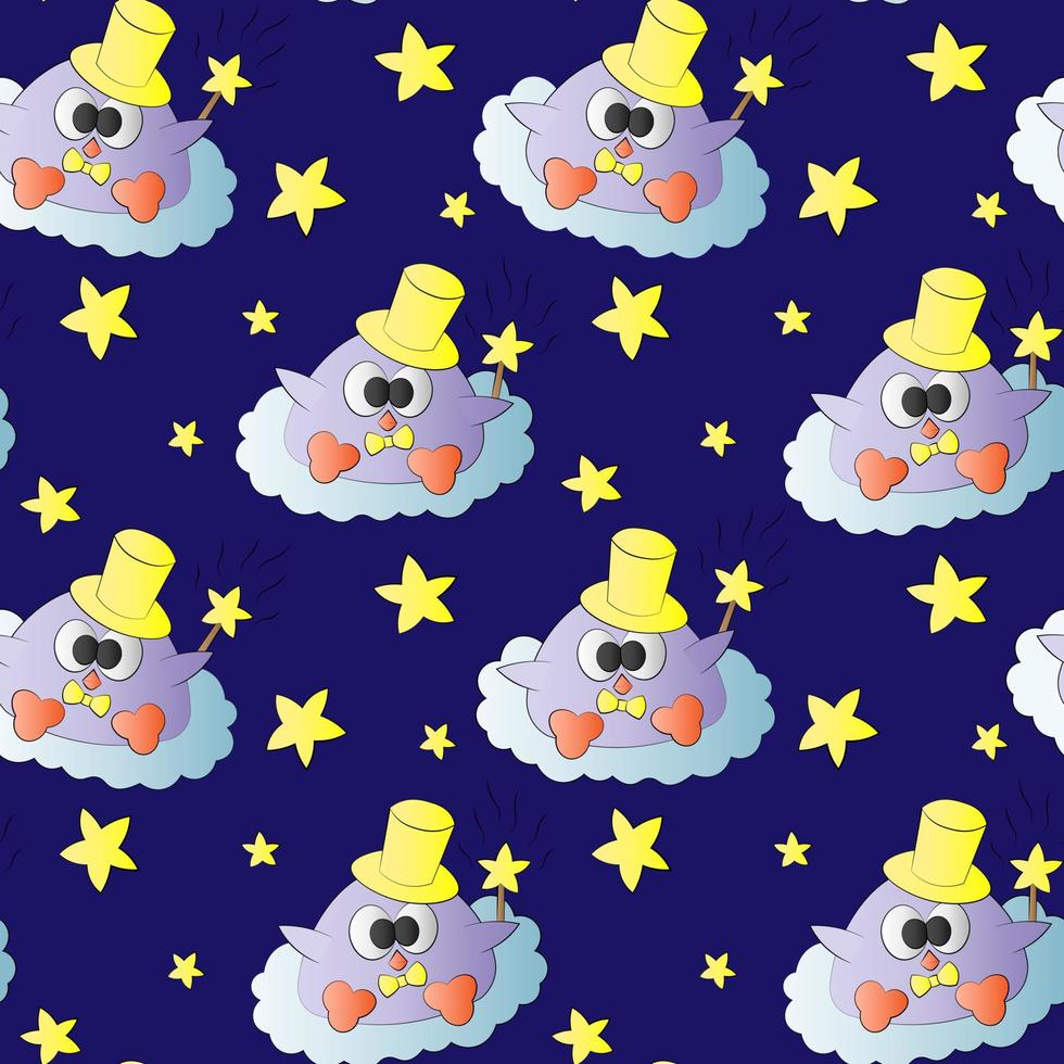 Seamless pattern with cute bird baby and star vector