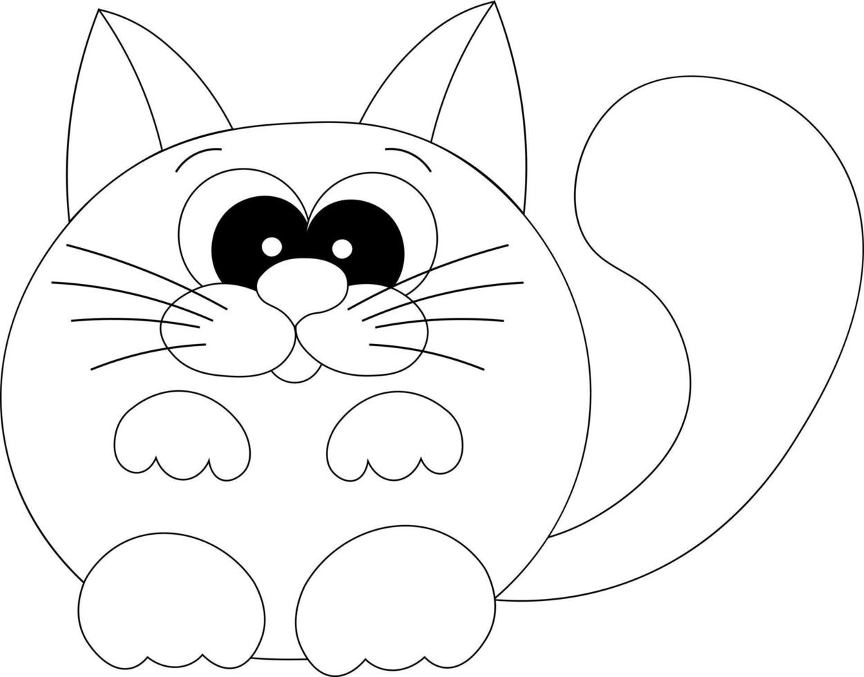 lindo gato feliz de dibujos animados en blanco y negro vector