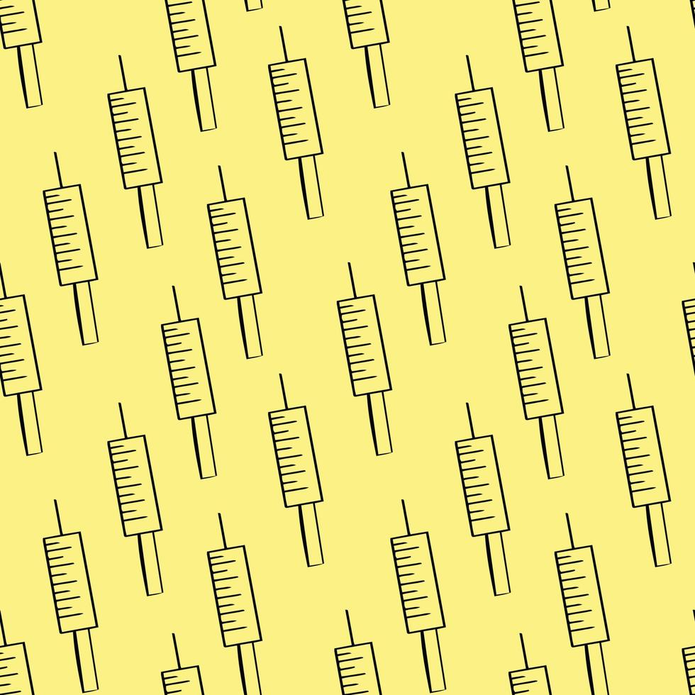 Seamless vector pattern with syringe on yellow background