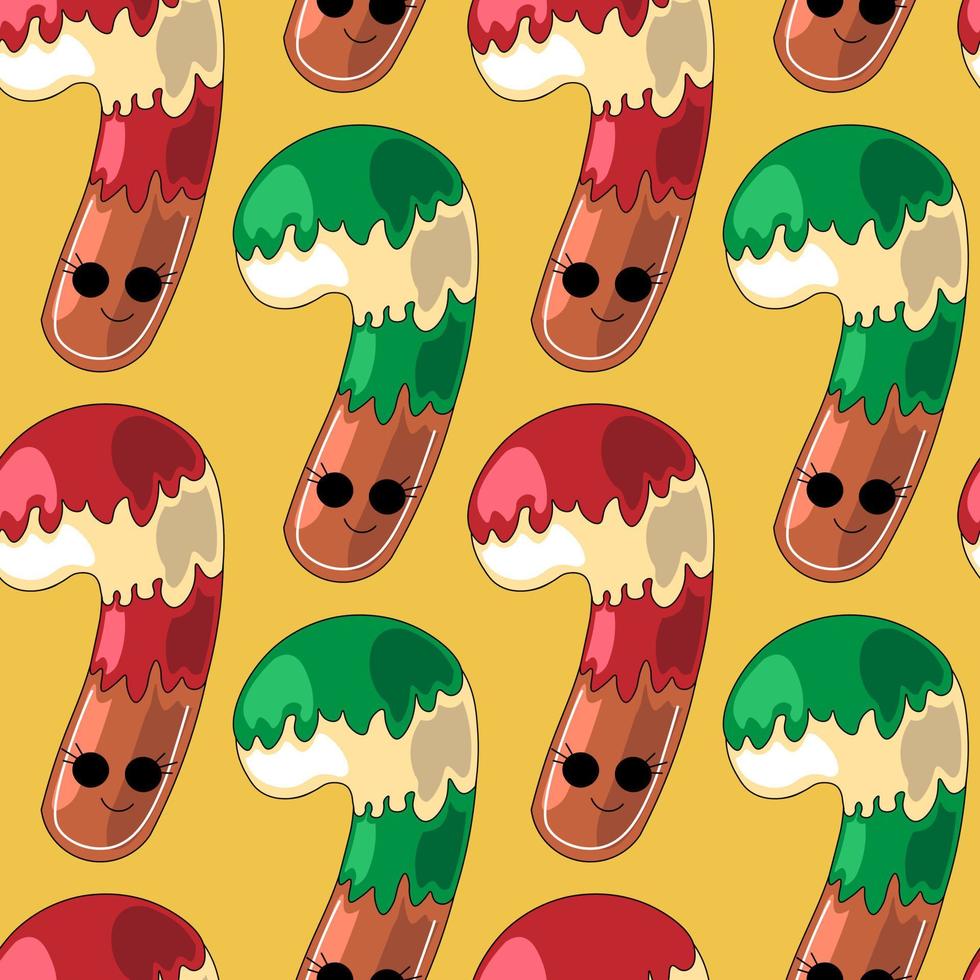 Seamless vector pattern with cute cartoon candy