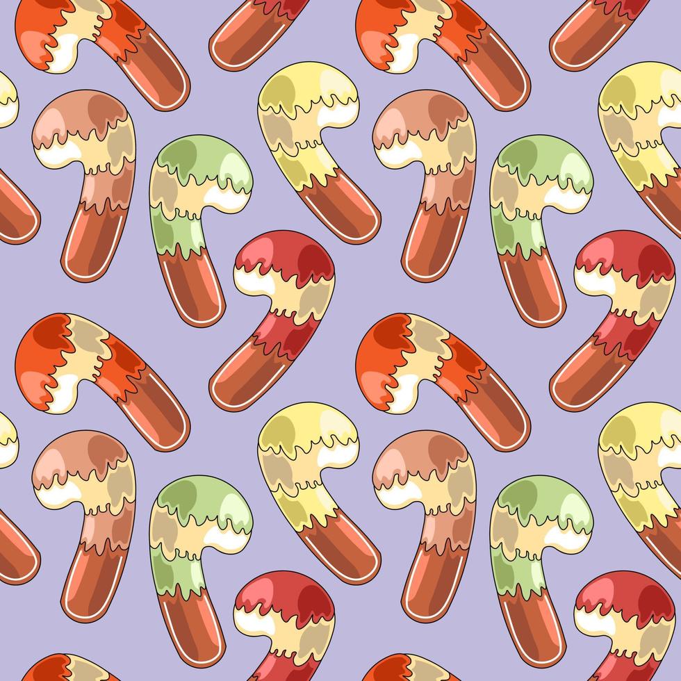 Seamless vector pattern with gingerbread in the form of candy