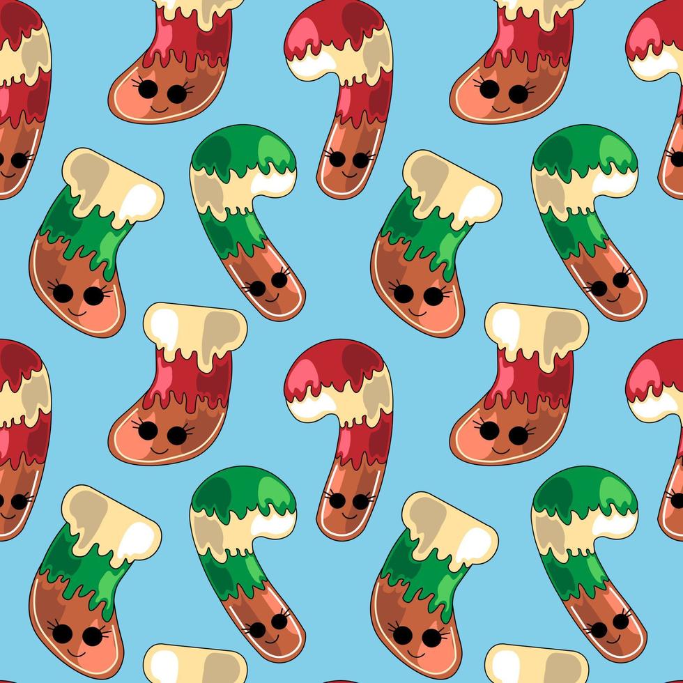 Seamless vector pattern with cute cartoon candy and sock