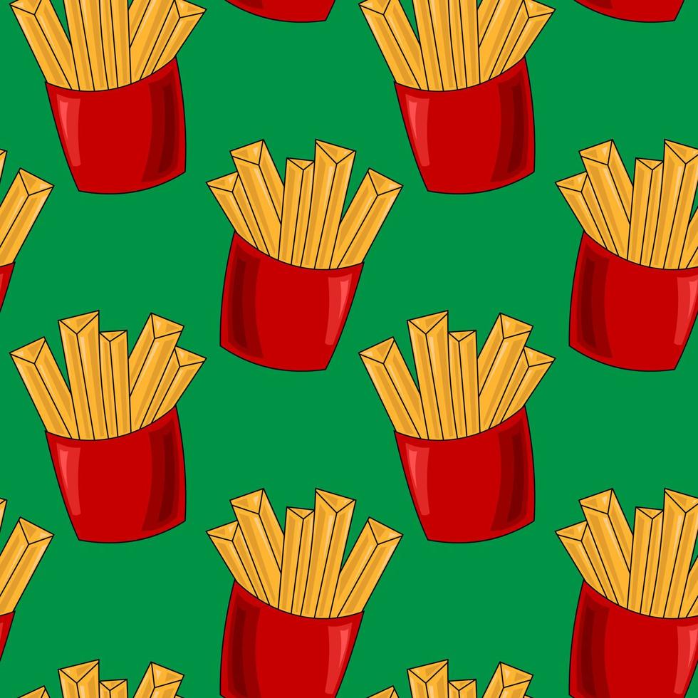 Seamless vector pattern with fast french fries