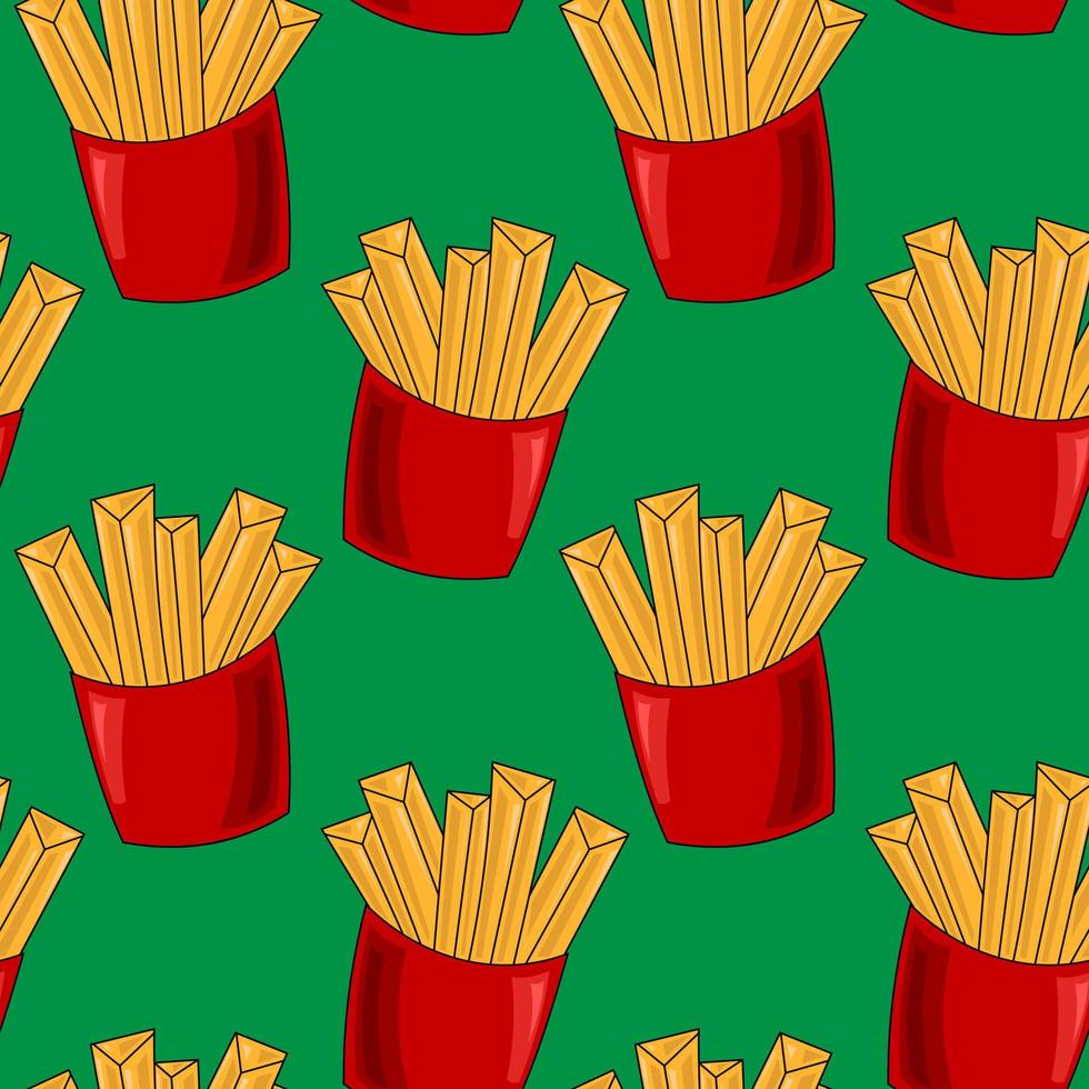 patrón vectorial sin costuras con papas fritas rápidas vector