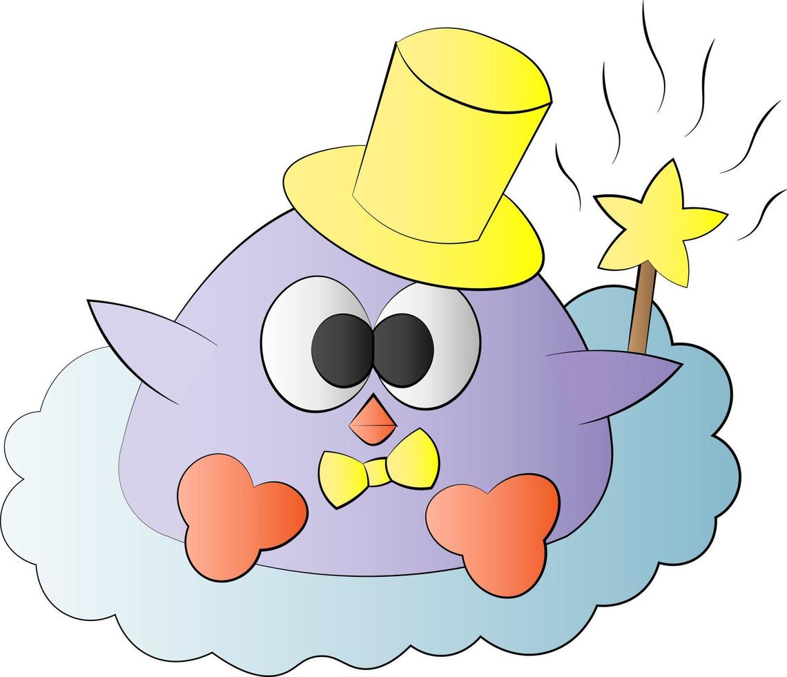 Cute cartoon bird baby with magic wand vector