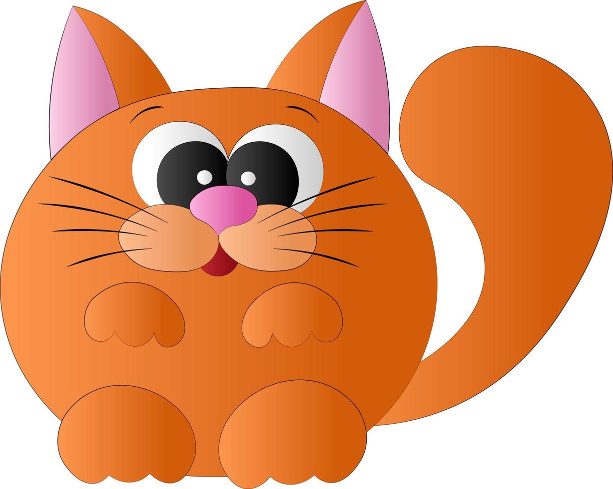 Cute cartoon orange happy cat with whisker vector