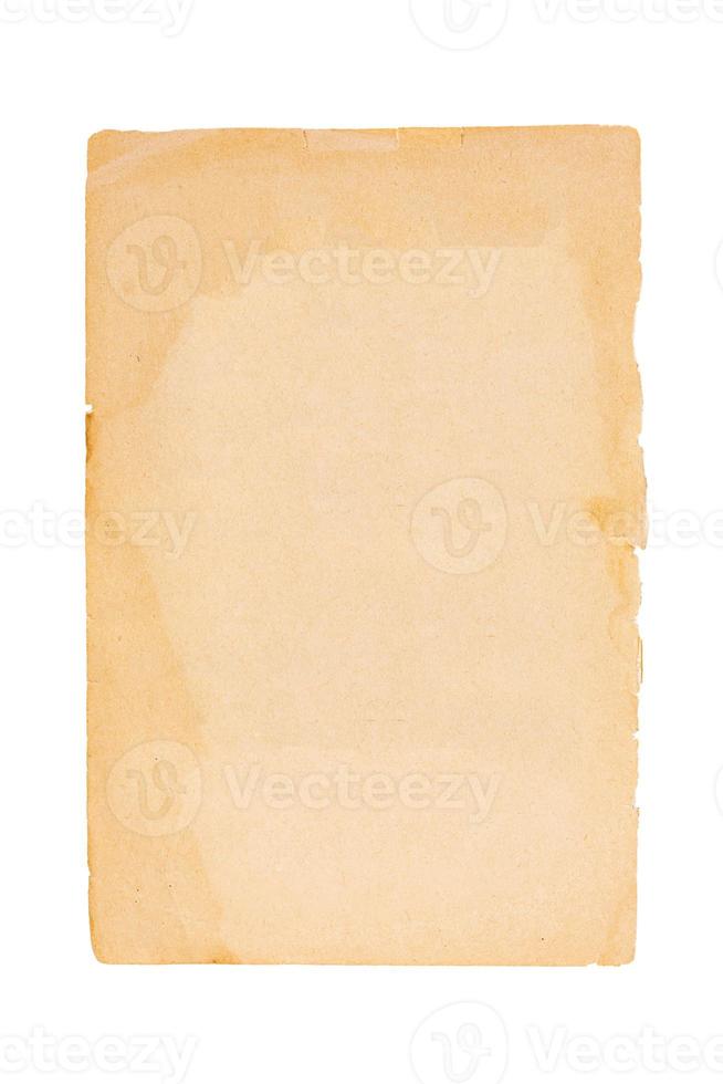 Old paper isolated on white background. Top view. photo