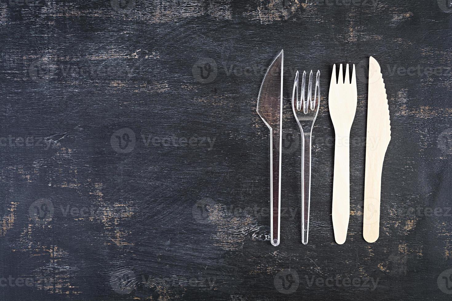 Concept recycle. Table serving with eco-friendly cutlery photo