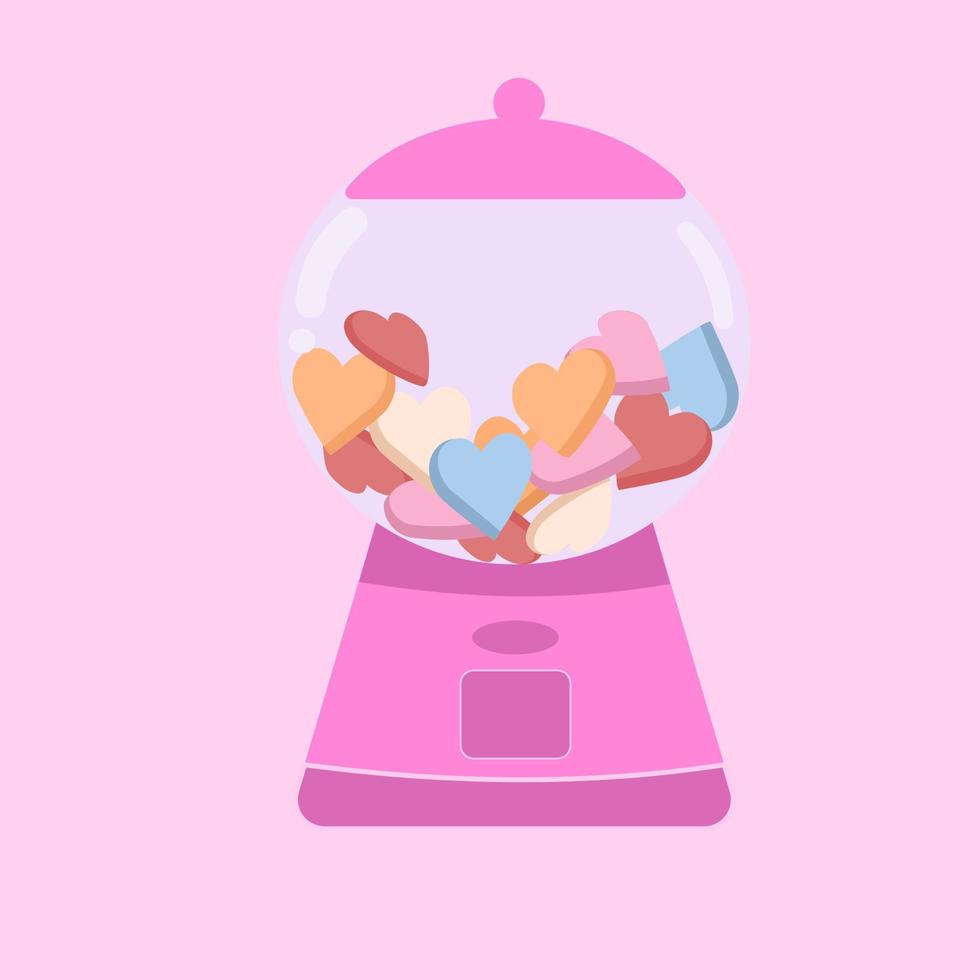 heart shaped candy vending machine cartoon style vector