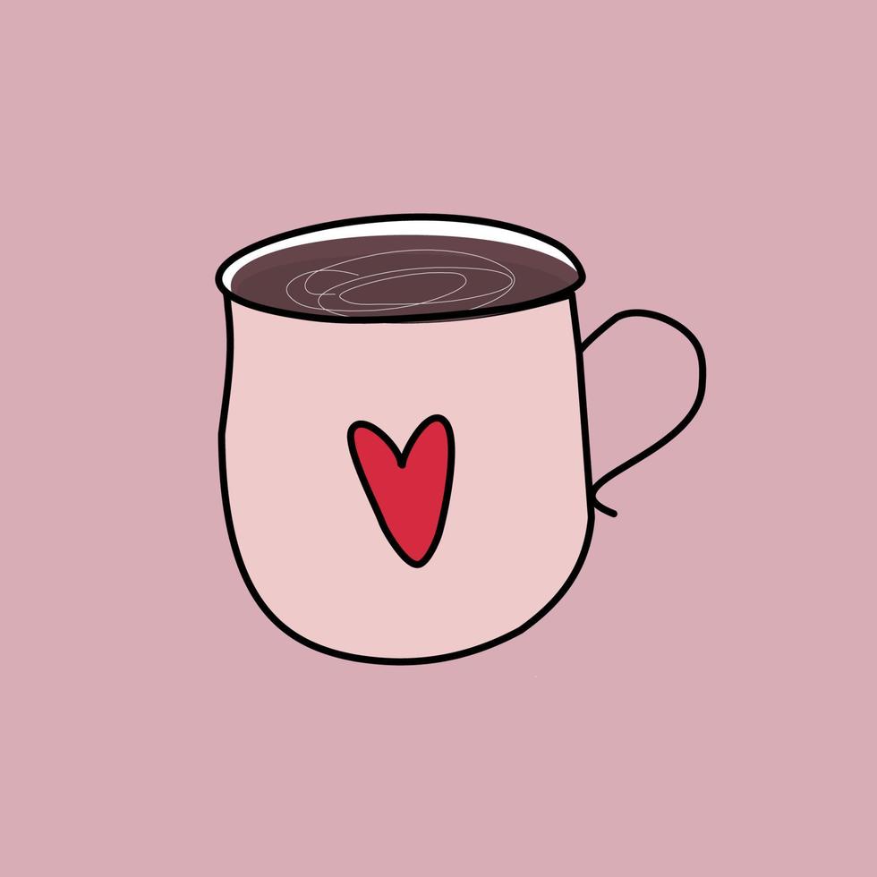 style hand drawn coffee cup with heart vector