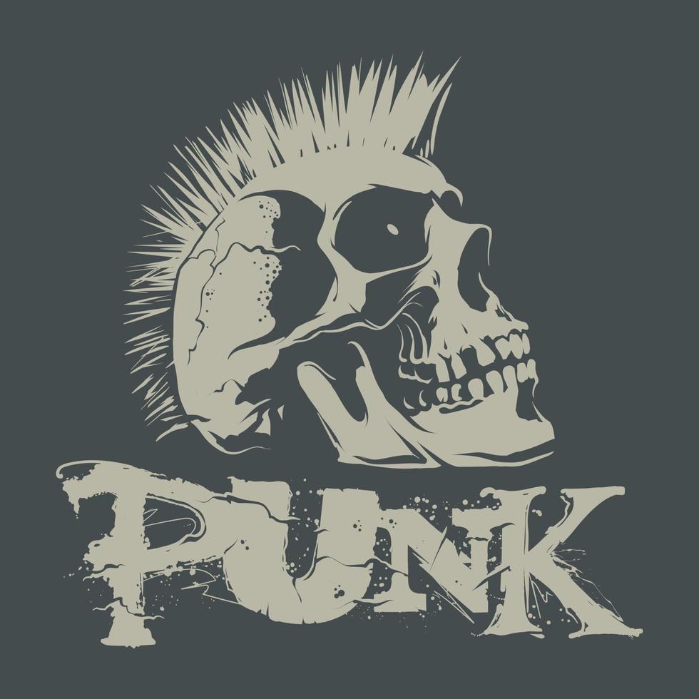 cráneo punk con ilustración vectorial mohawk vector