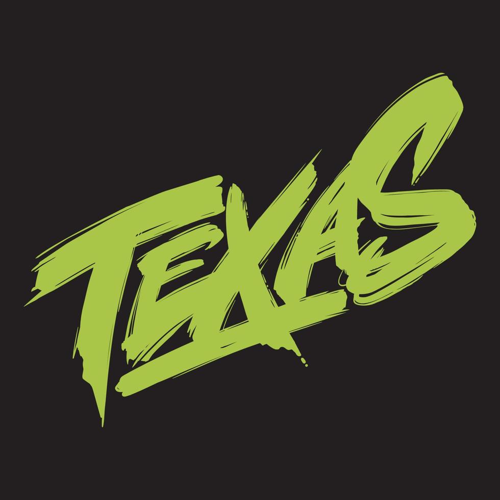 Texas. nos dibujó a mano el nombre del estado aislado en el fondo negro. caligrafía moderna para carteles, tarjetas, camisetas, souvenirs, pegatinas. tipografía de letras vectoriales vector