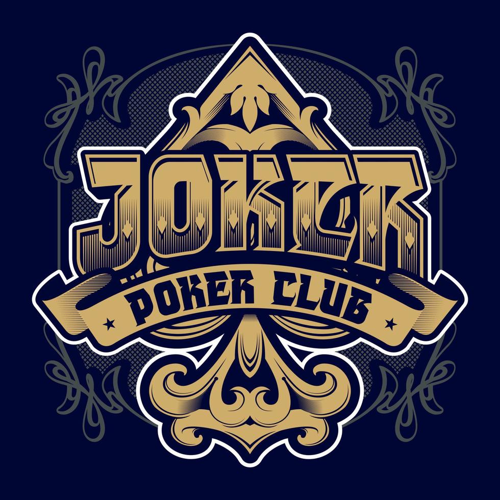 Poker club emblem. Joker lettering vector