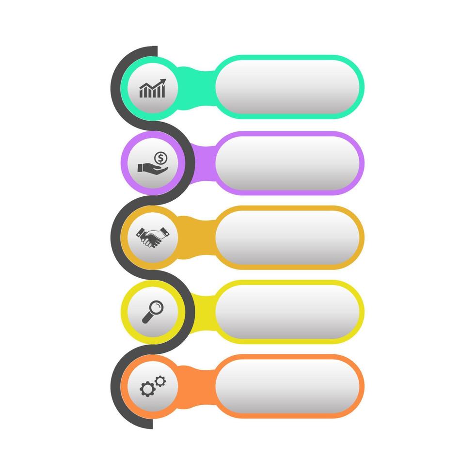 Vector Infographic design template with thin line icons and 5 options, process or steps. Used for process diagram, presentations, workflow layout, flow chart, infographic. Vector eps10 illustration.