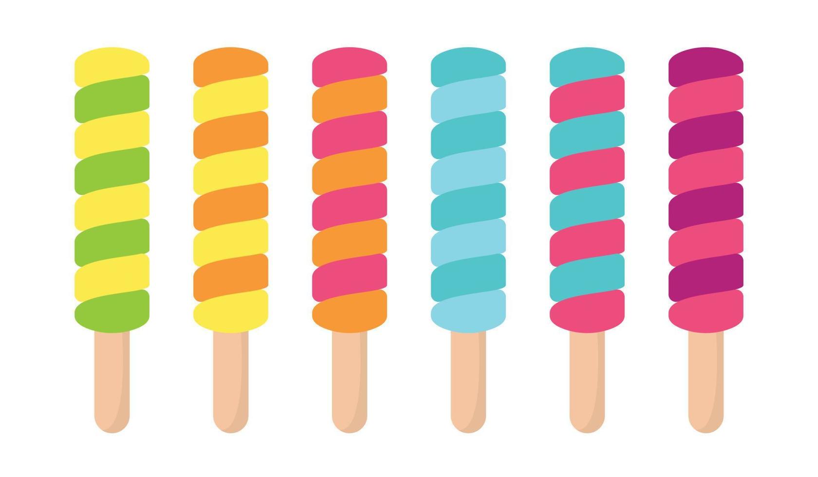 Fresh popsicle ice cream stick fruits vector summer