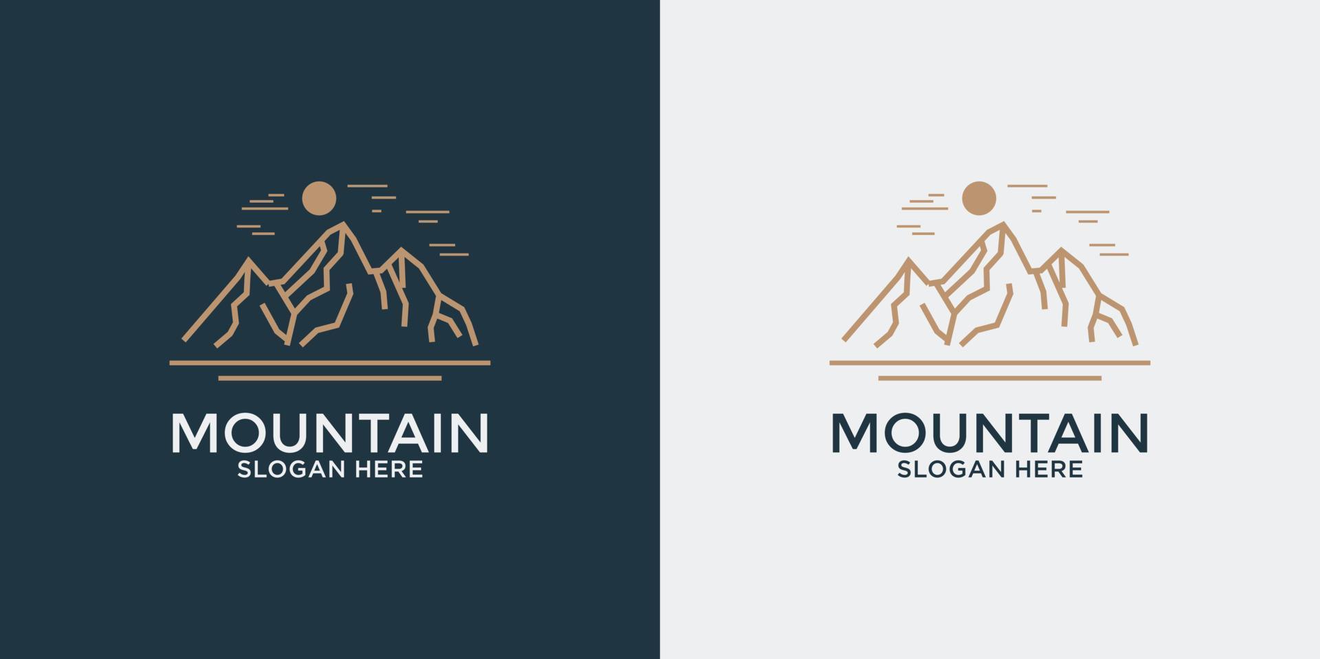 linear style mountain logo set vector