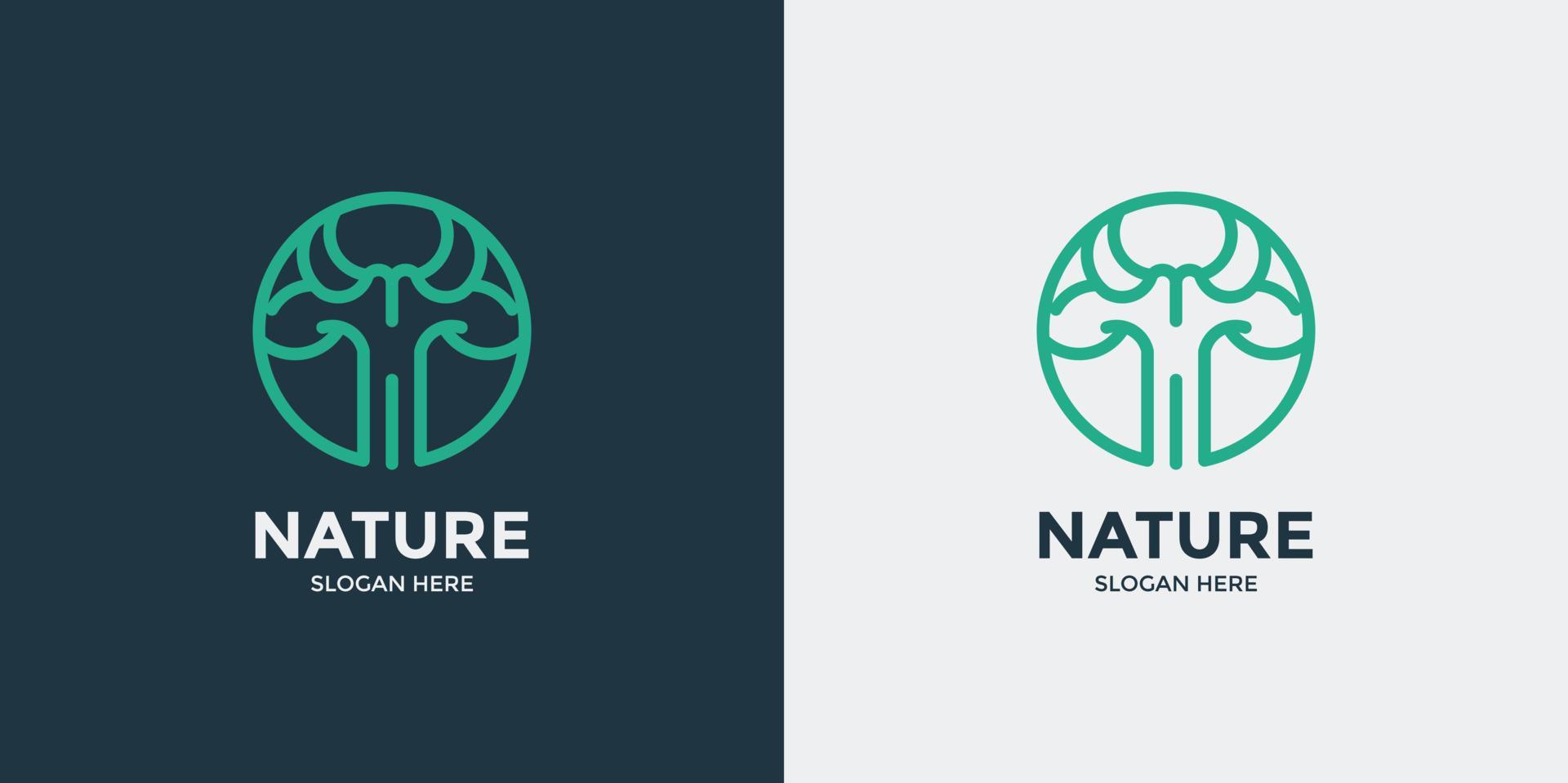 linear style tree logo set vector