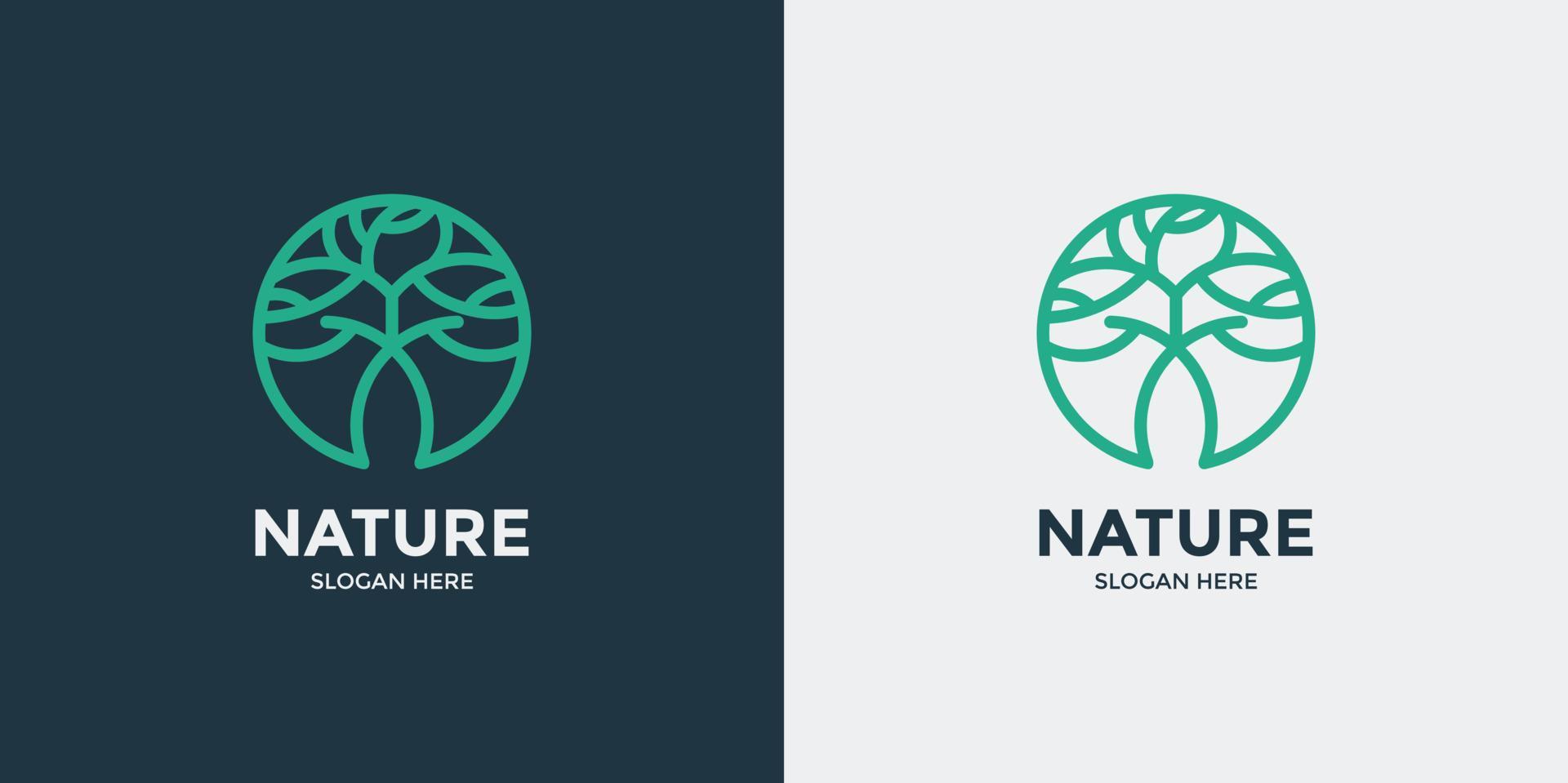 conjunto de logotipo de árbol de estilo lineal vector