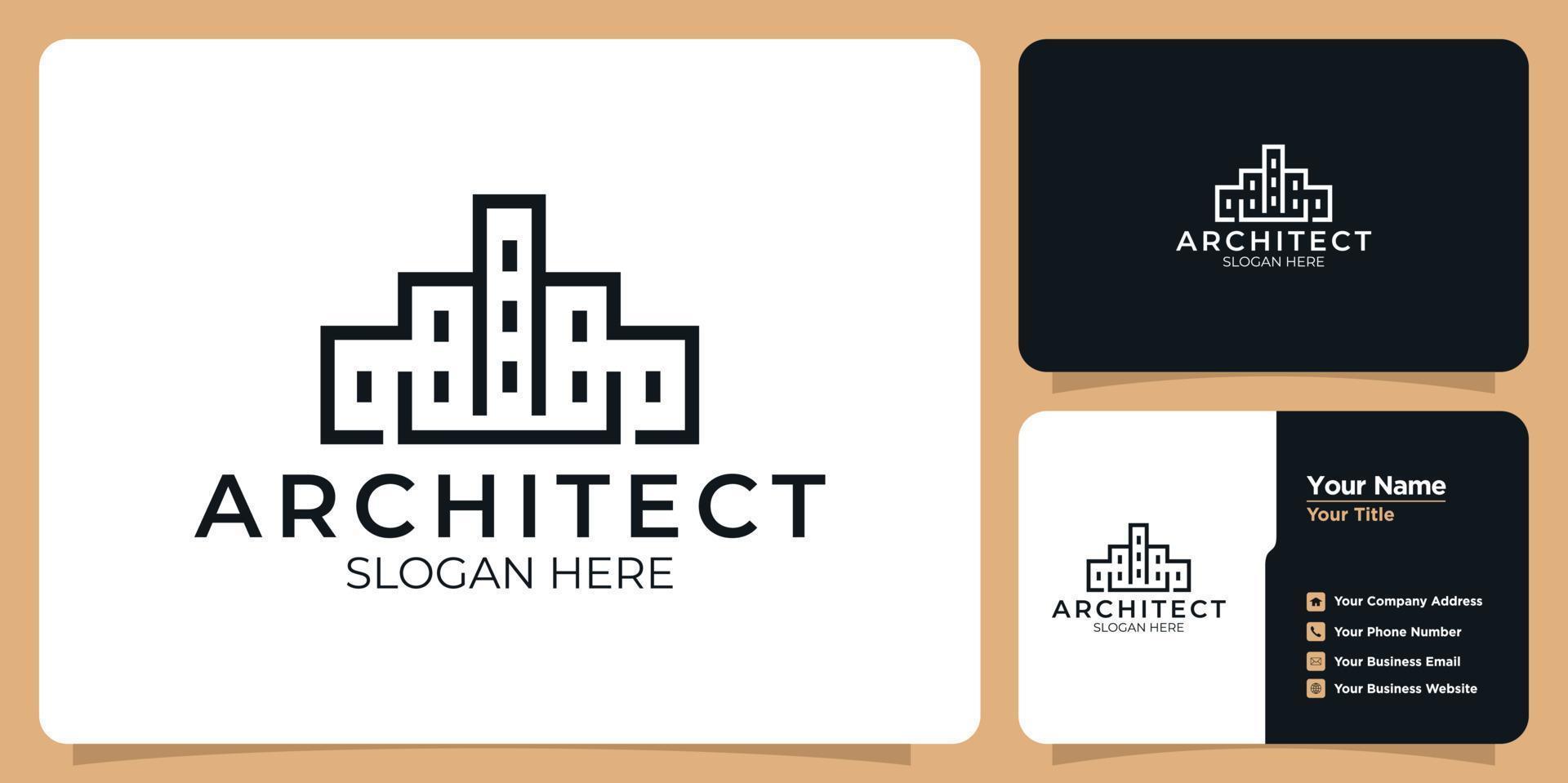 Collection of building logo and business card templates vector