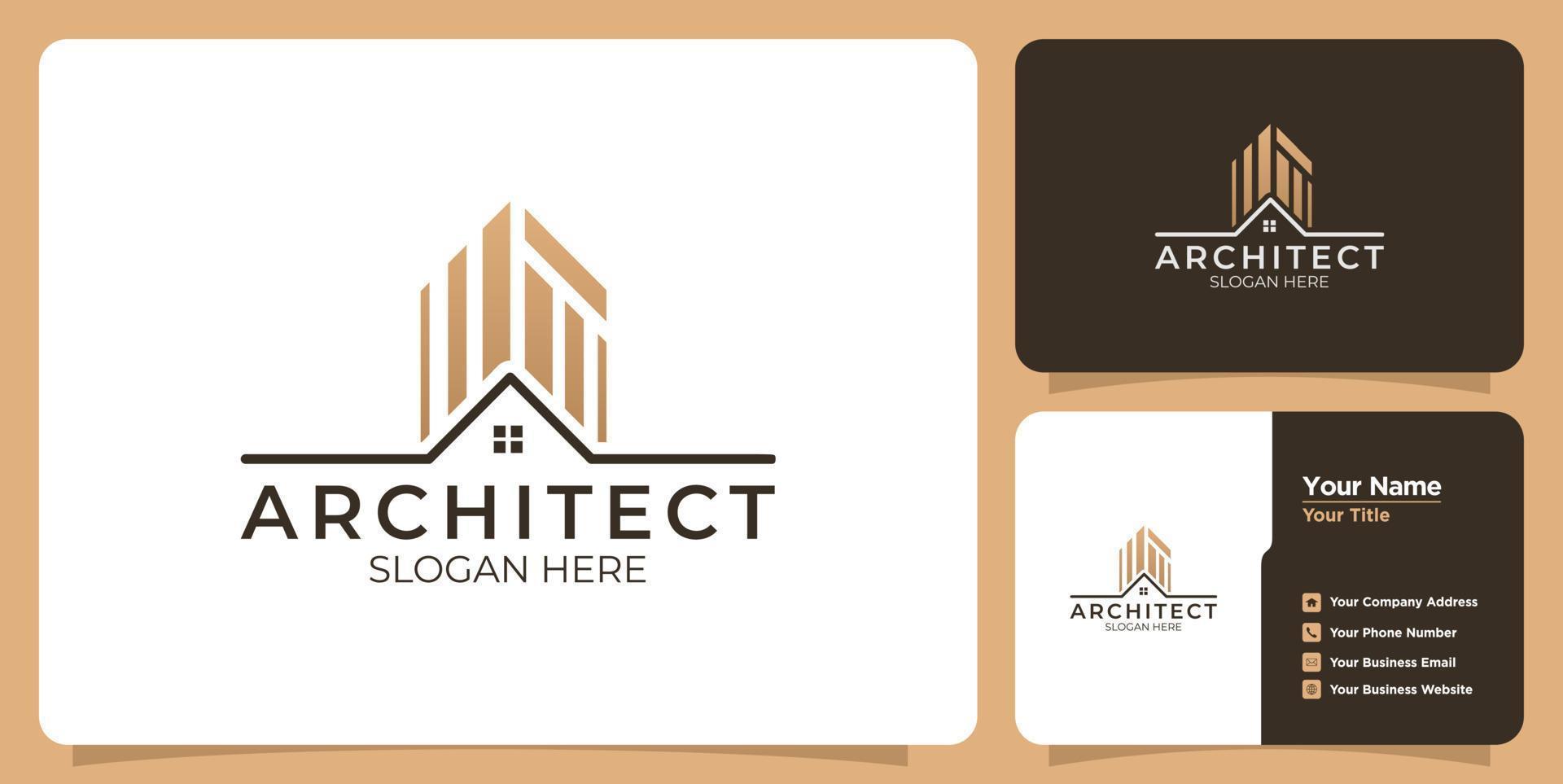 Collection of building logo and business card templates vector