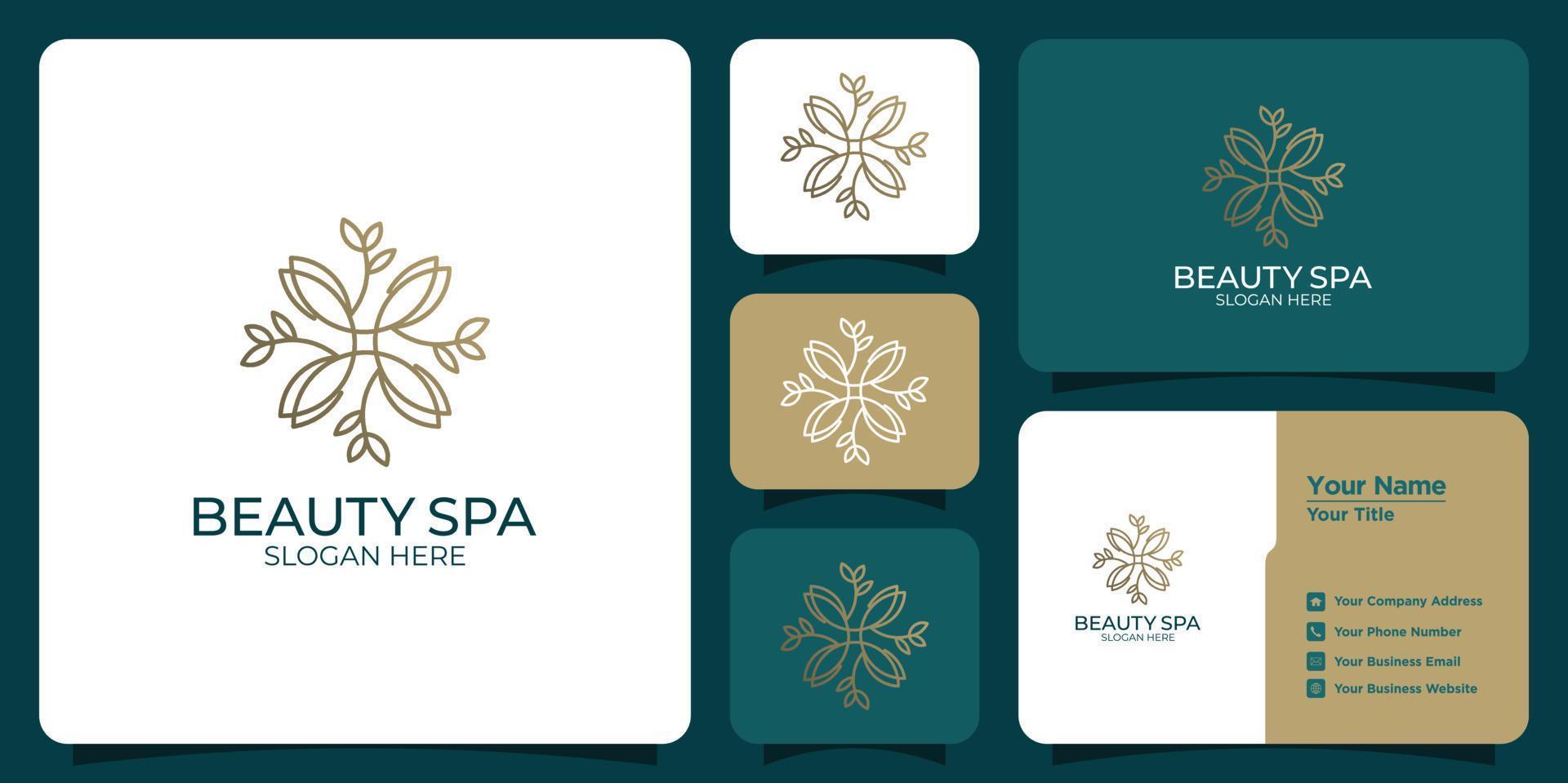 conjunto de logotipo de plantilla de belleza moderna y femenina dibujada a mano vector