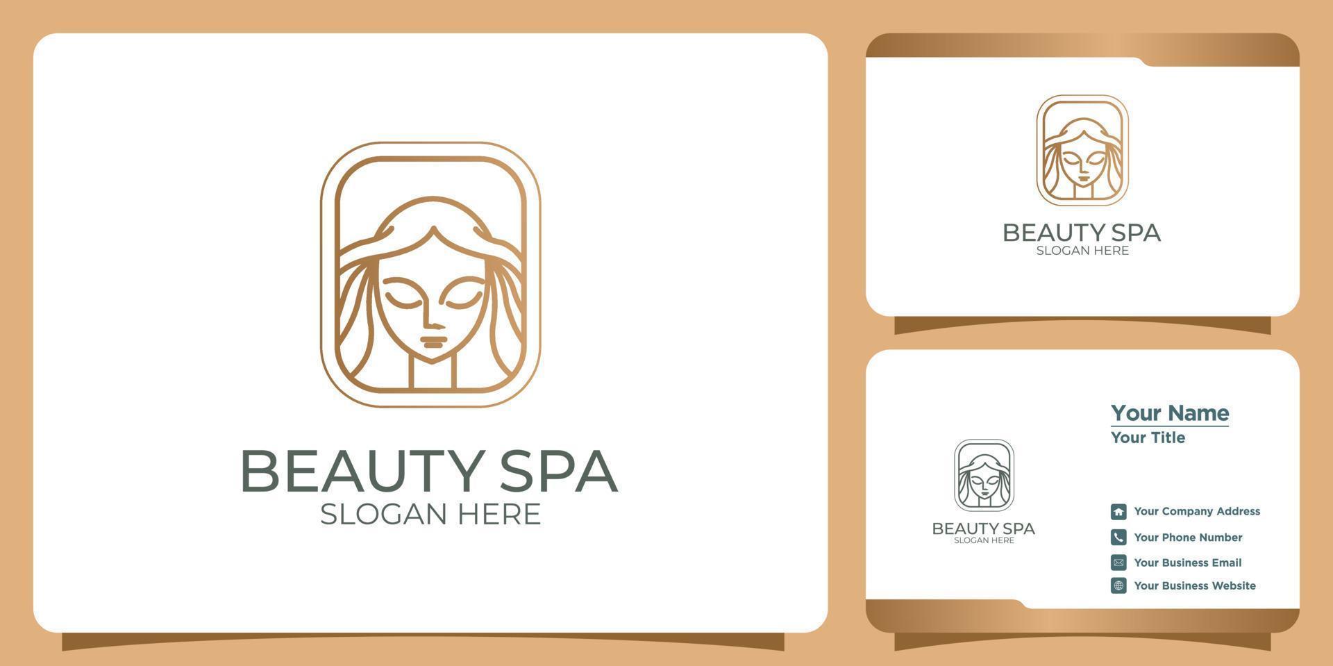 minimalist beauty abstract logo salon and spa silhouette shape concept logo and business card template vector