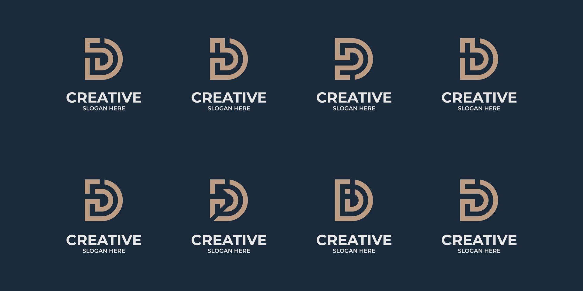 Creative initials letter D monogram collection vector