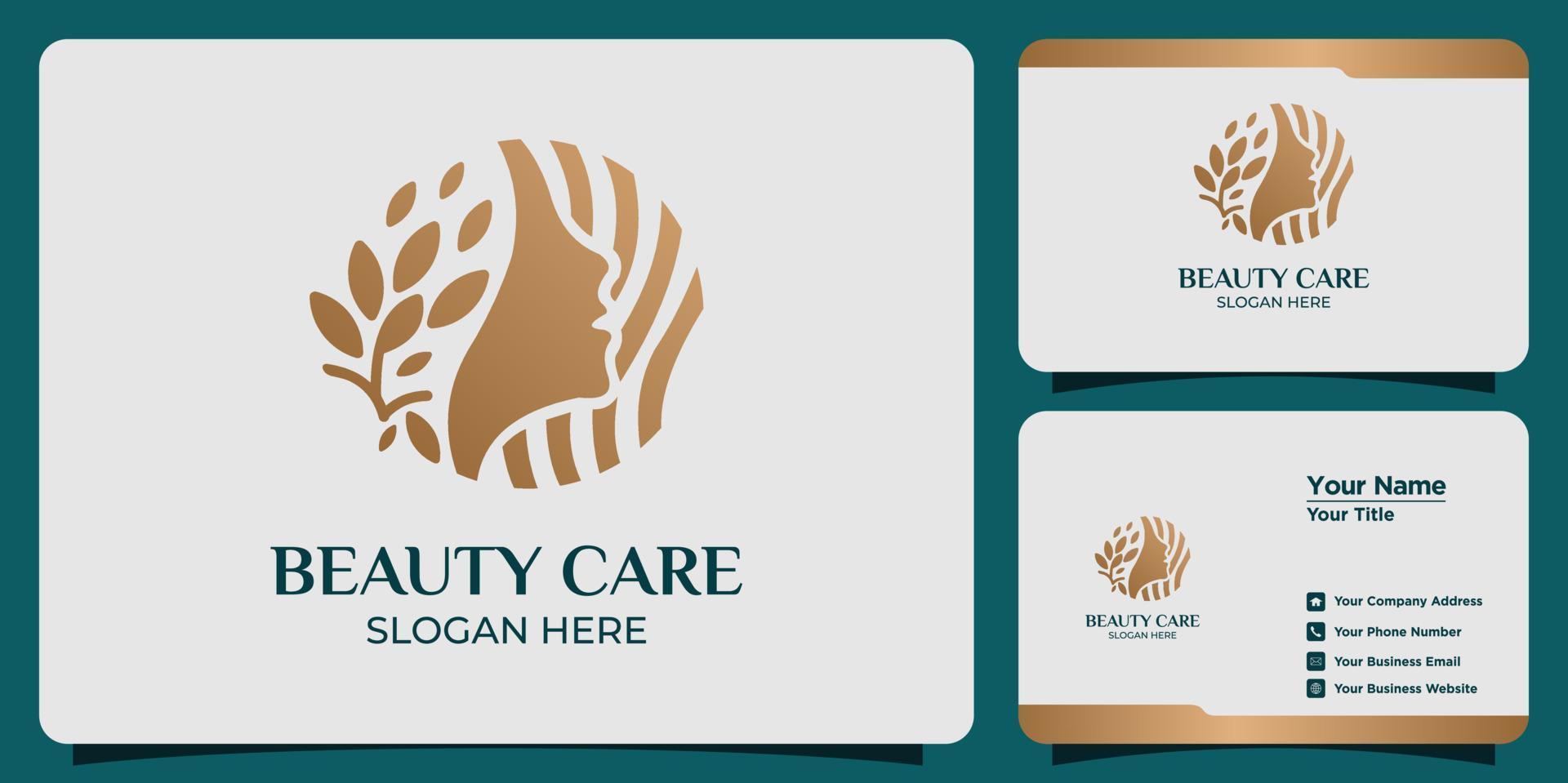 conjunto dibujado a mano de plantillas de logotipos femeninos para belleza y tarjetas de visita vector