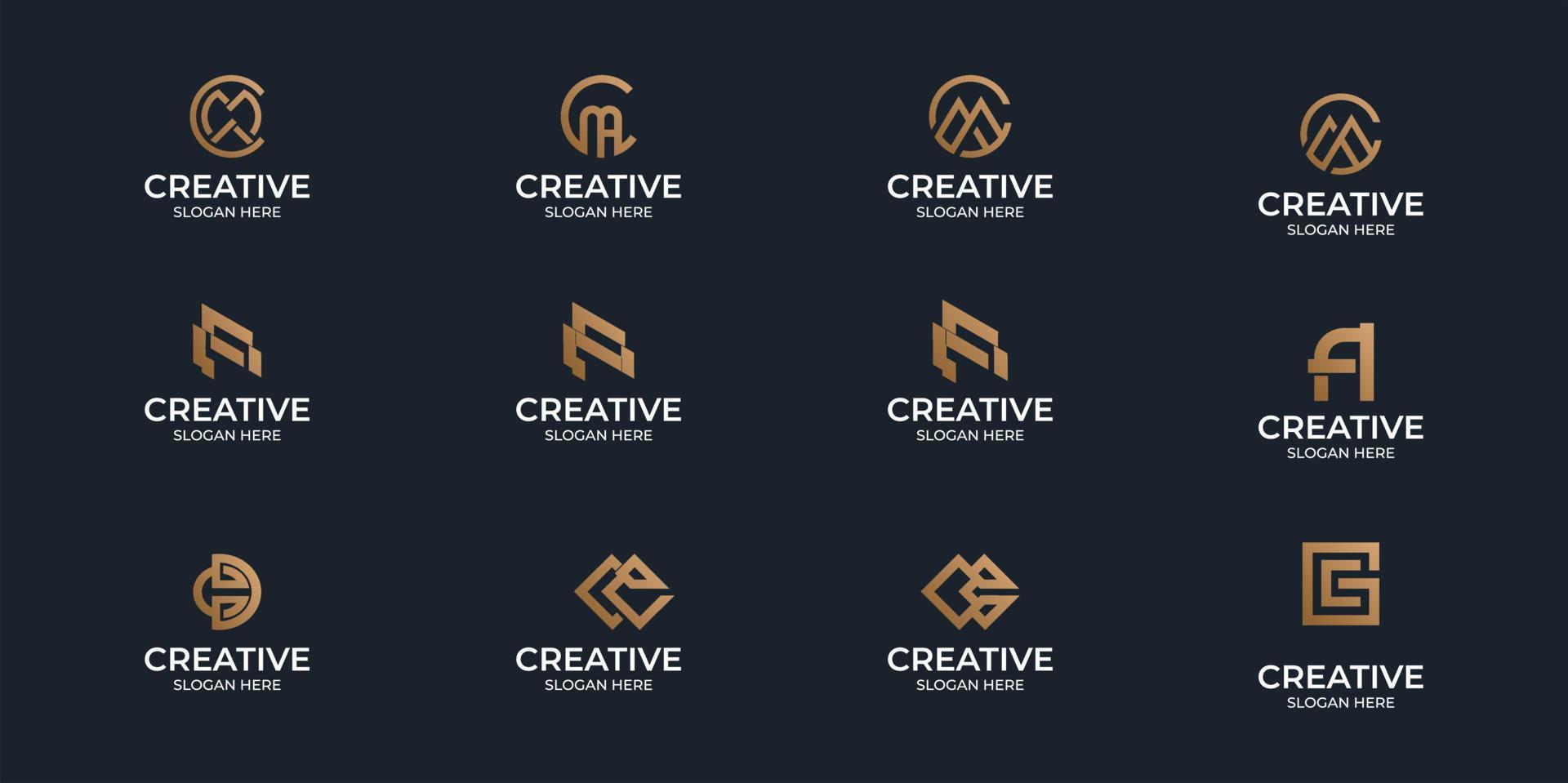 colección de logotipos de monograma az planos minimalistas vector