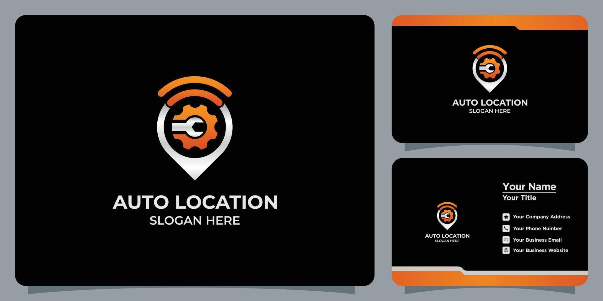 set of location and automotive logos and business cards vector