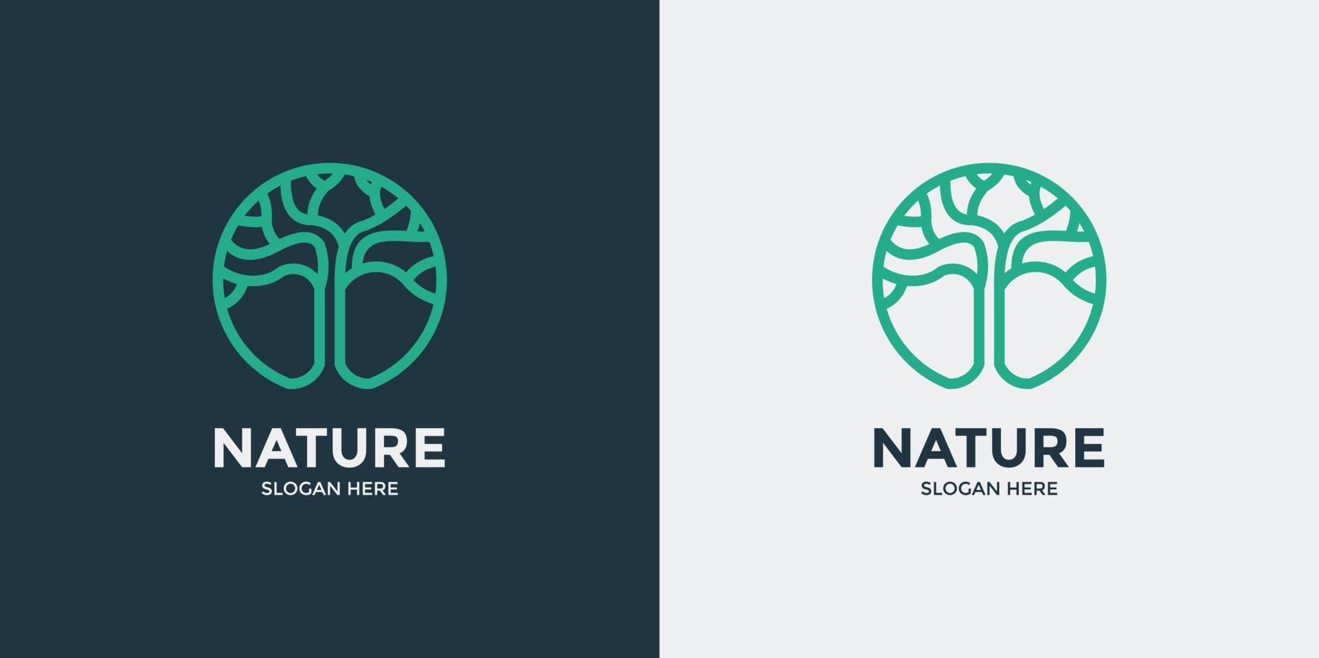 conjunto de logotipo de árbol de estilo lineal vector