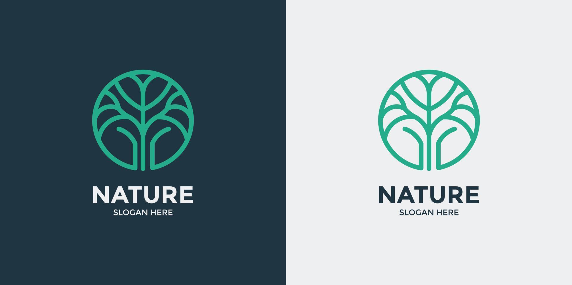 linear style tree logo set vector