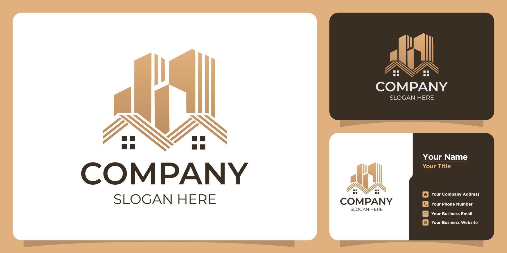 Collection of building logo and business card templates vector