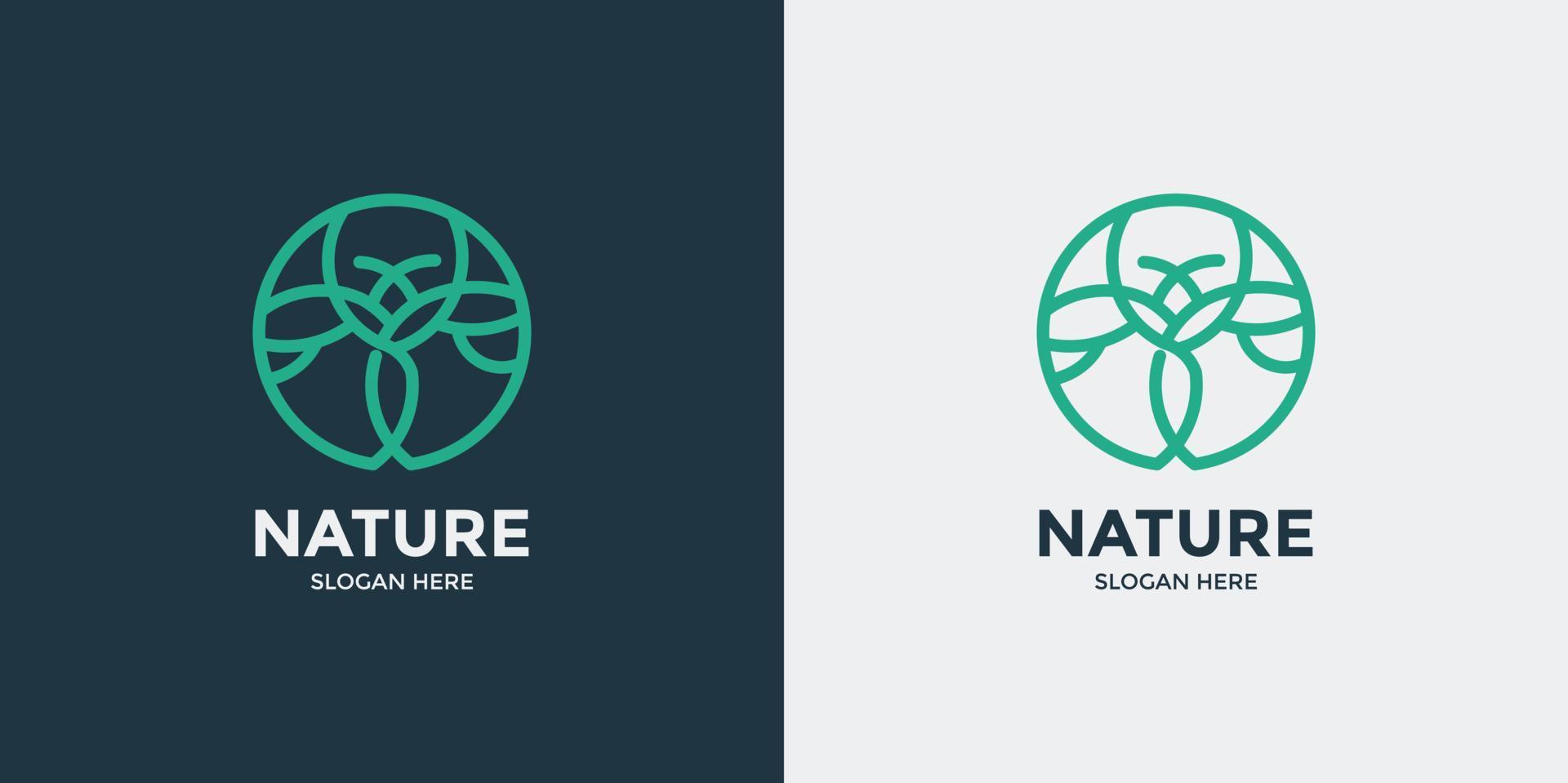 conjunto de logotipo de árbol de estilo lineal vector