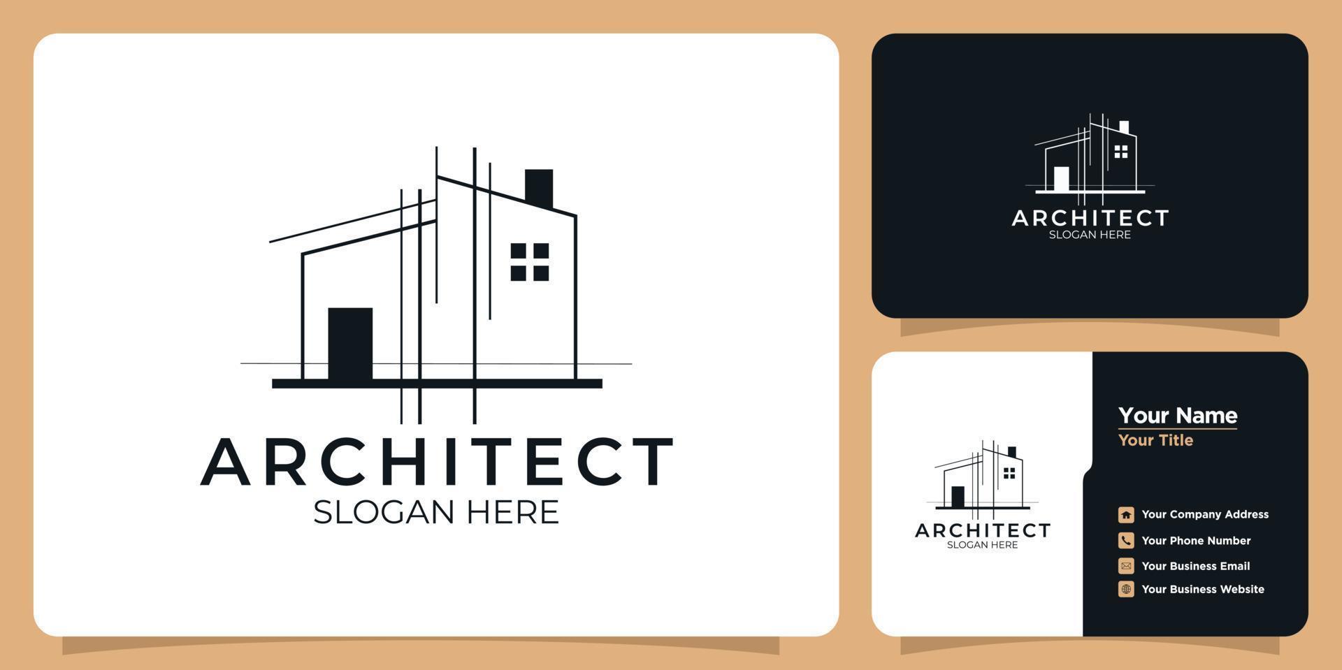 Collection of building logo and business card templates vector