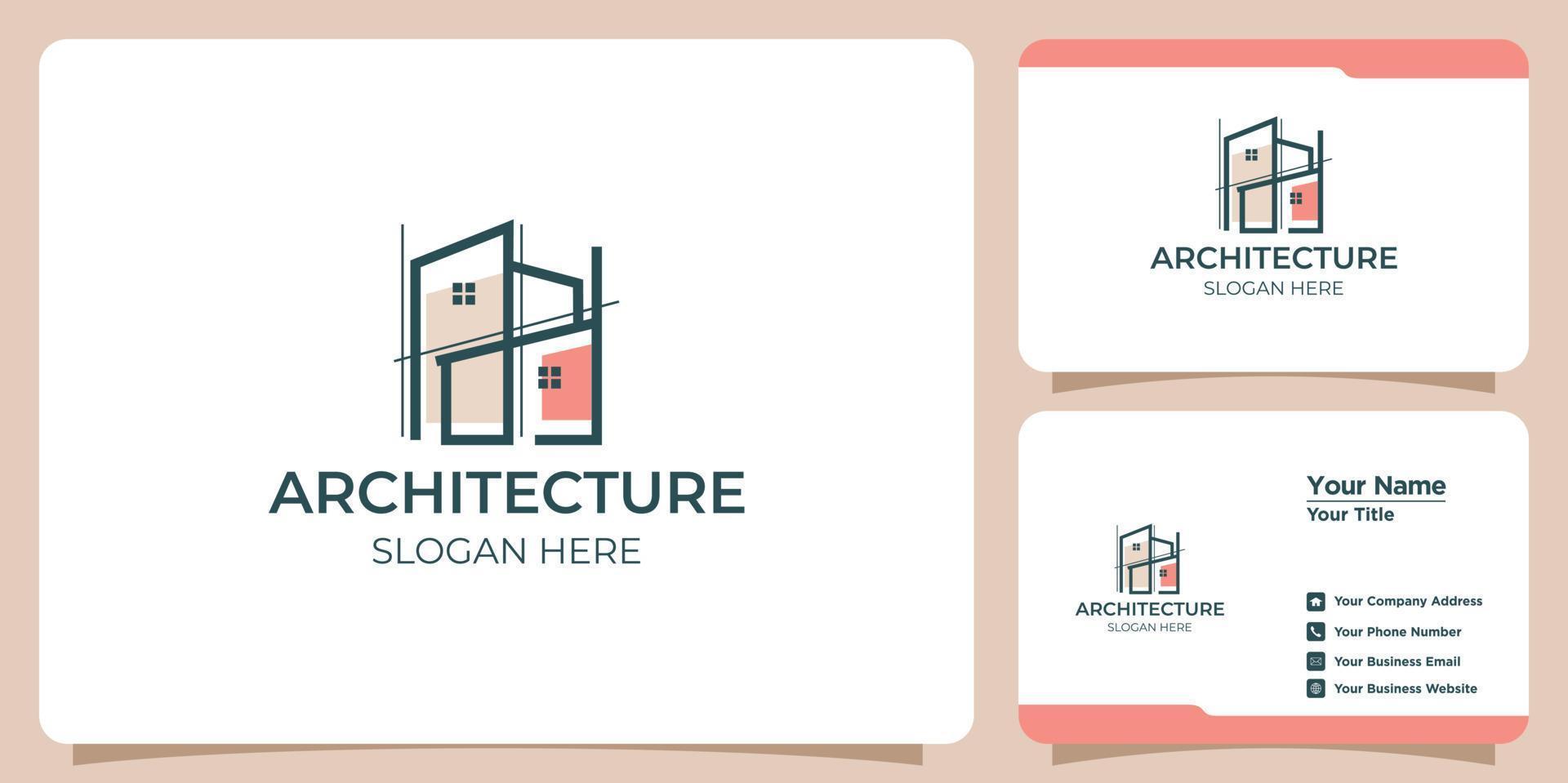 logotipo de arquitecto minimalista concepto de estilo de arte de línea creativa y tarjeta de visita vector