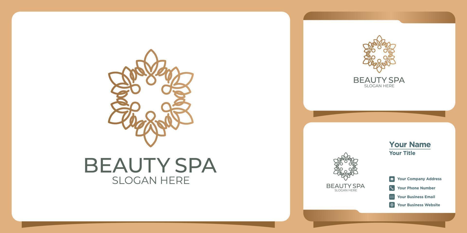conjunto de logotipos y tarjetas de visita de plantillas de belleza modernas y femeninas dibujadas a mano vector