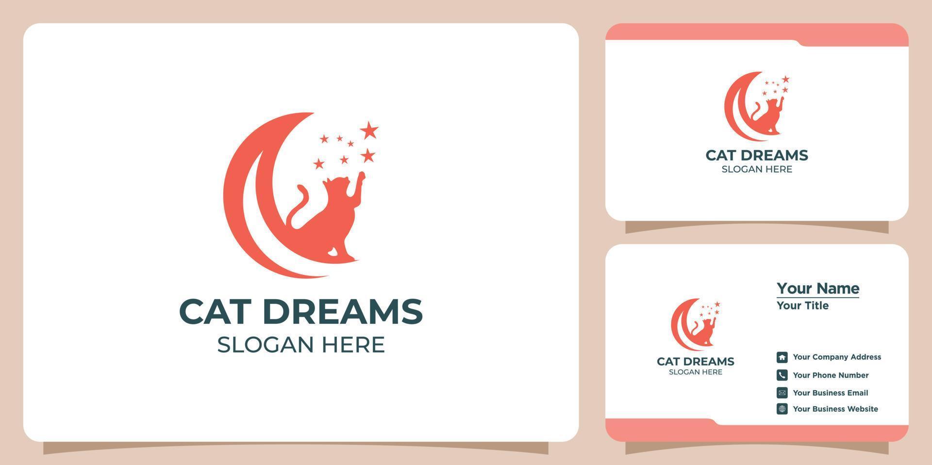 conjunto de logotipos de gatos minimalistas y tarjetas de visita vector