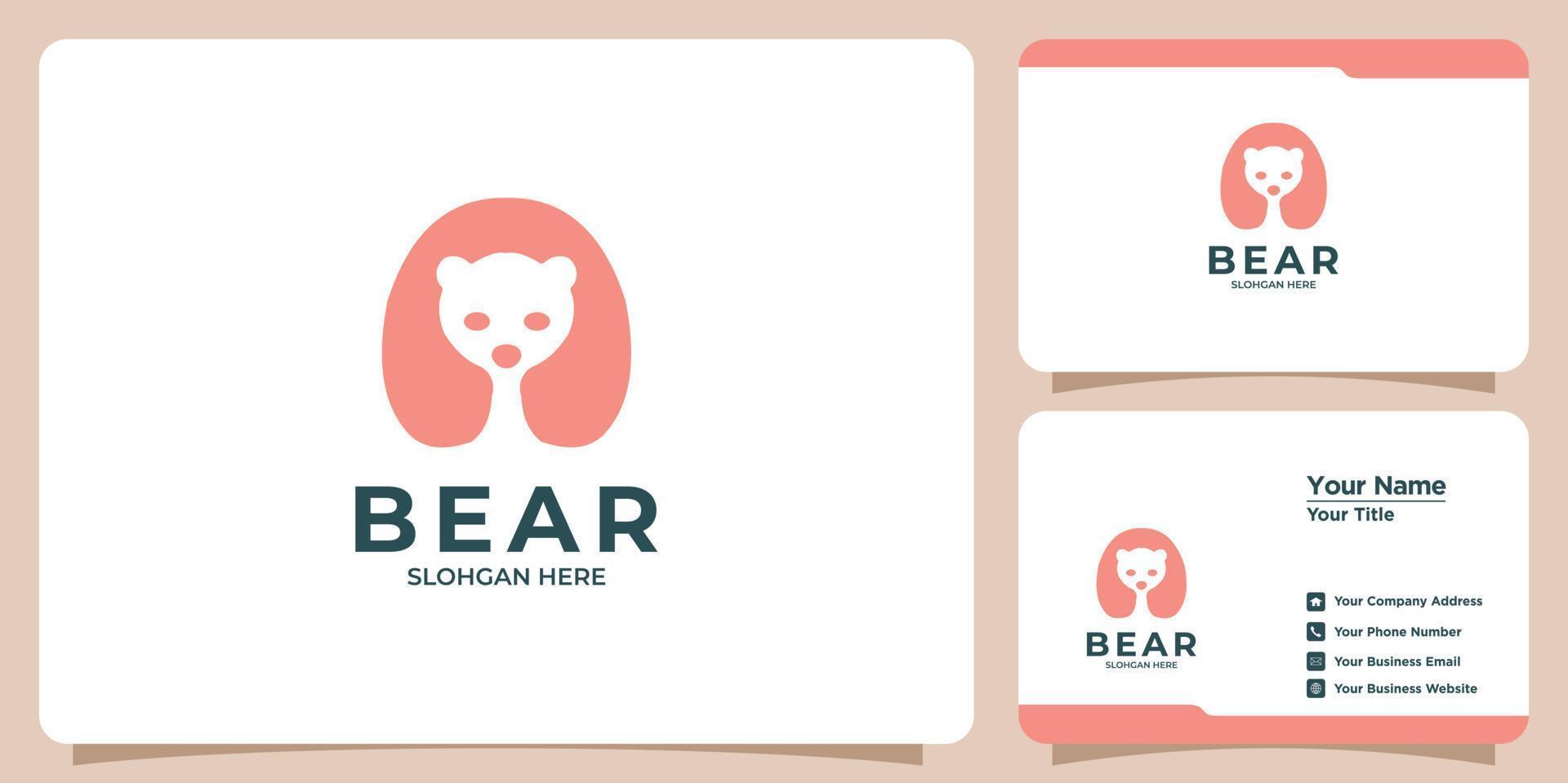 set of minimalist bear logos and business cards vector