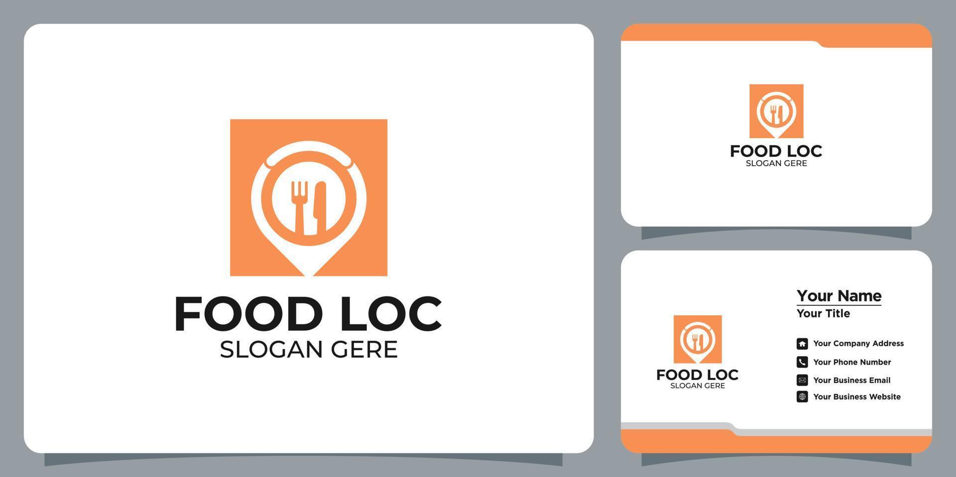 Minimalist food and location logo set with business card branding vector