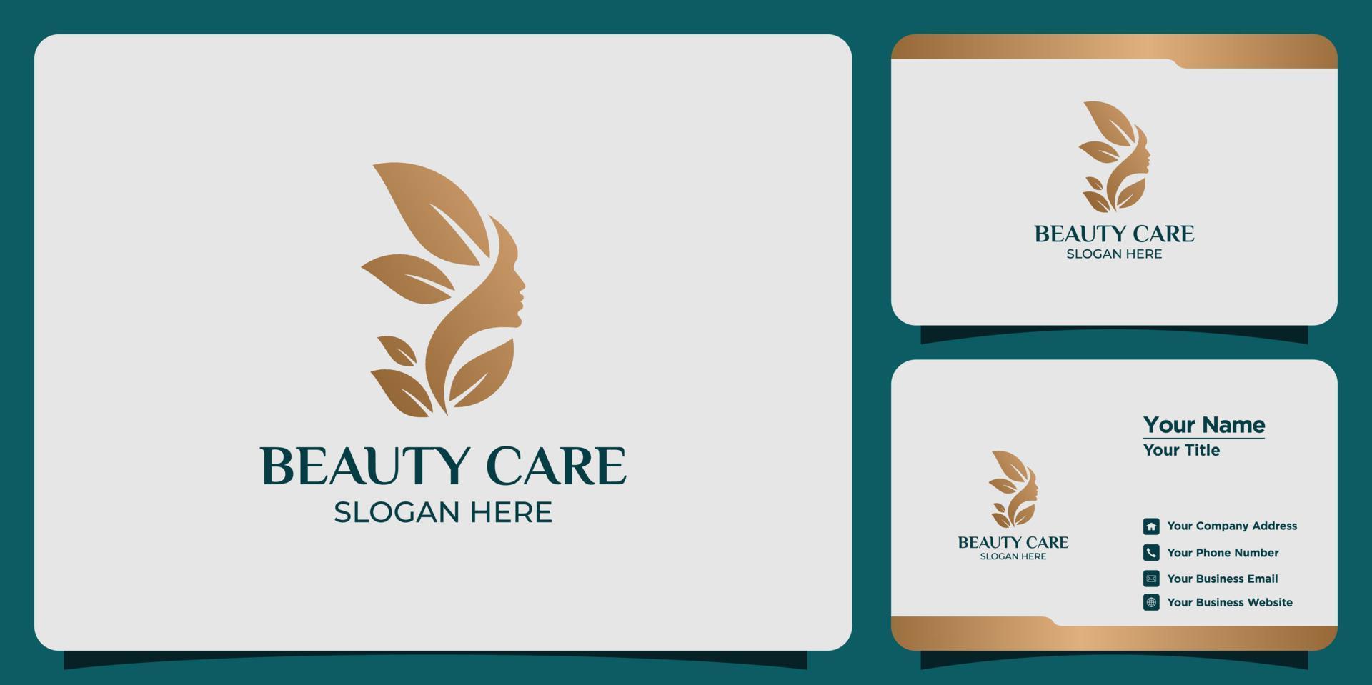 minimalist beauty abstract logo salon and spa silhouette shape concept logo and business card template vector