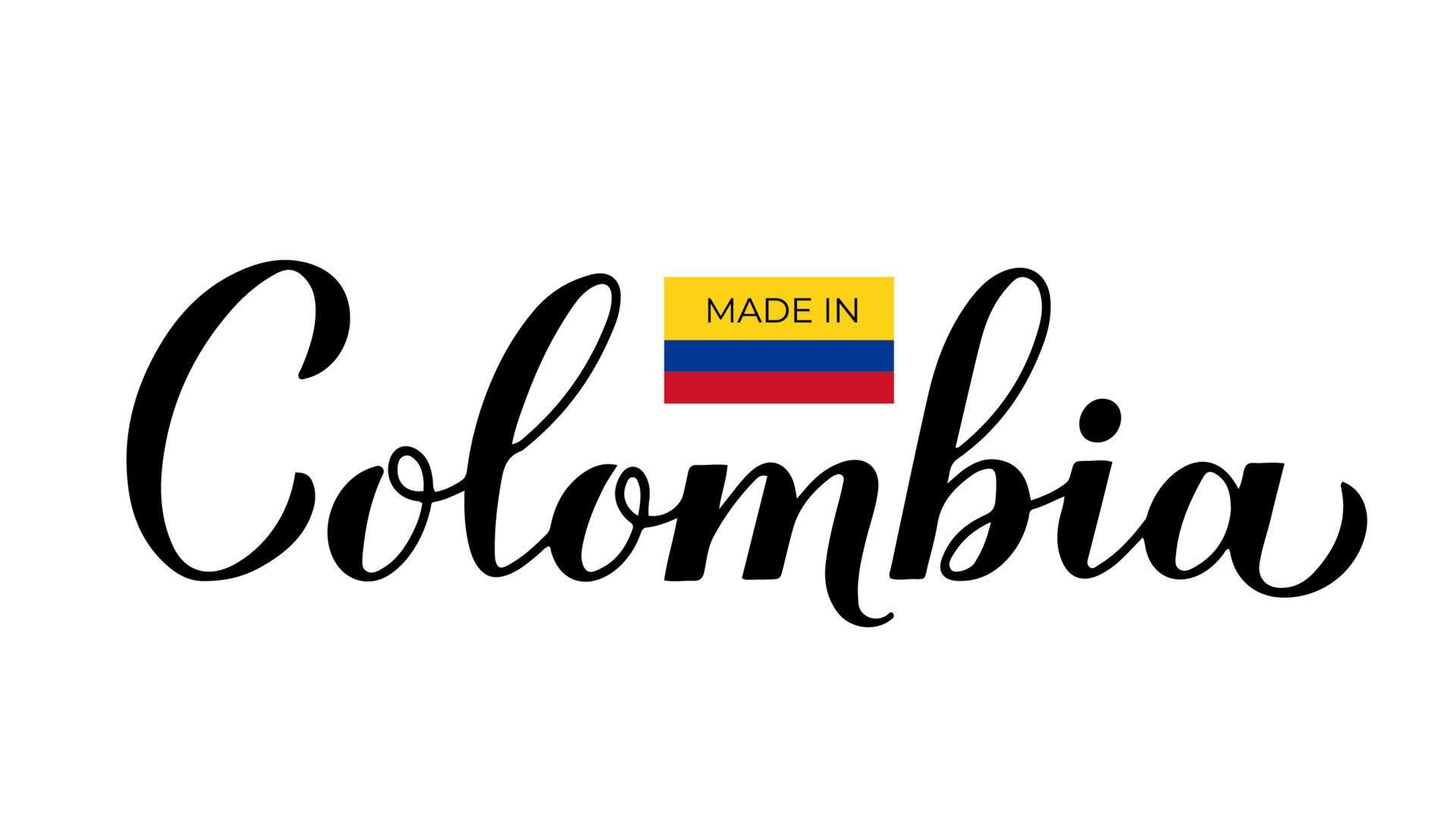 Made in Colombia handwritten label. Calligraphy hand lettering. Quality
