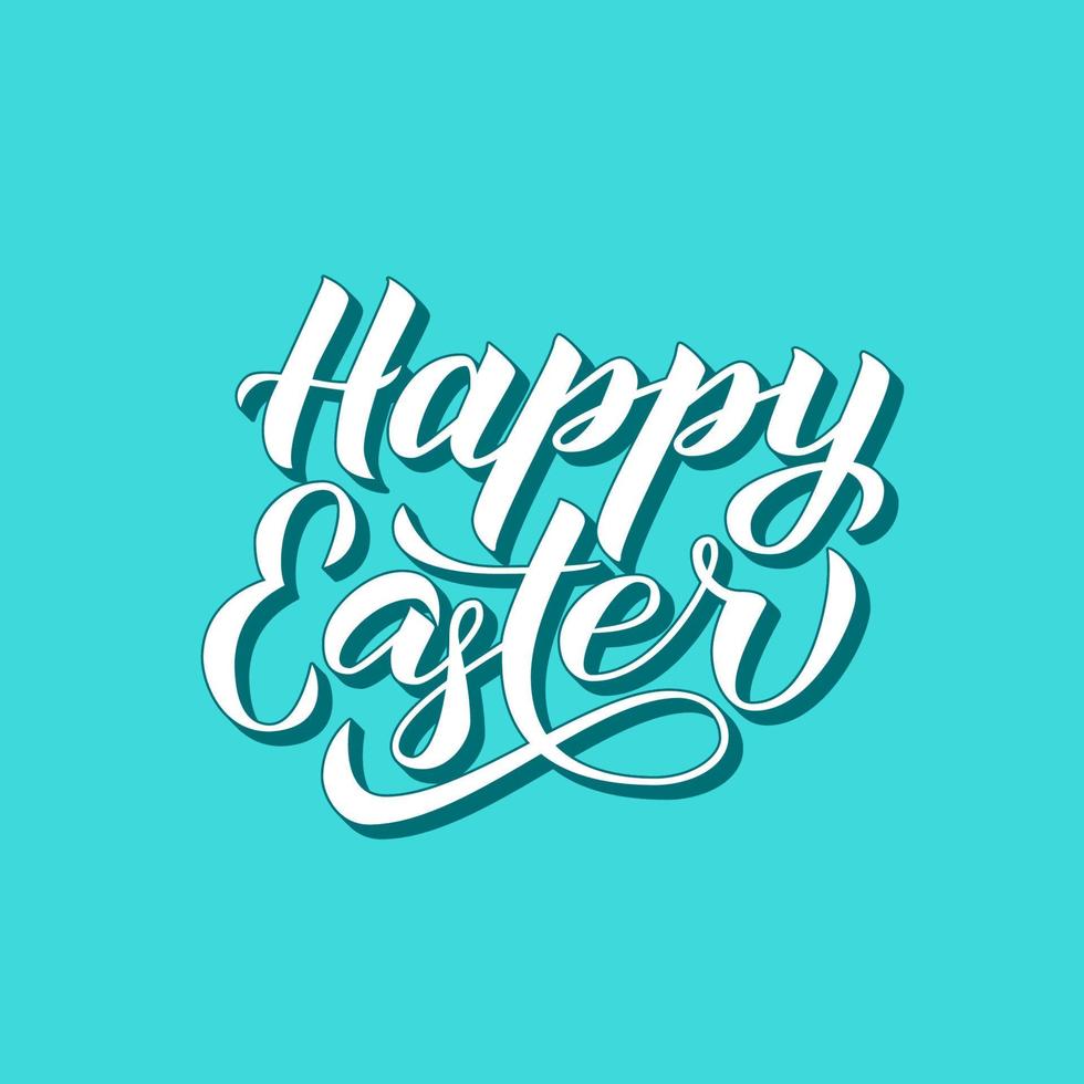 Happy Easter 3d lettering. Easter celebration typography poster. Easy to edit template for party invitation, greeting card, banner. Spring holidays vector illustration in retro style.
