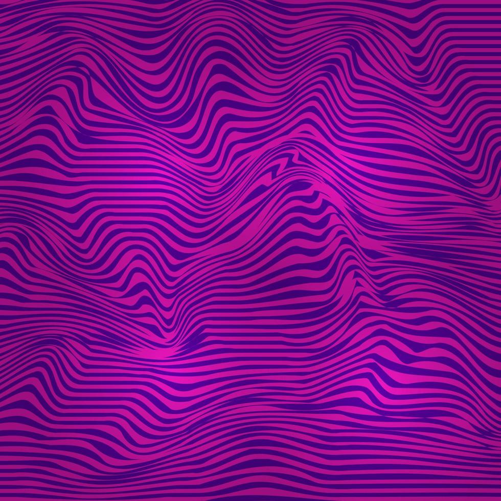 Abstract neon background. Retro 1980 style bright wavy background. Synthwave sci-fi backdrop. Easy to edit template for your design. Vector illustration.