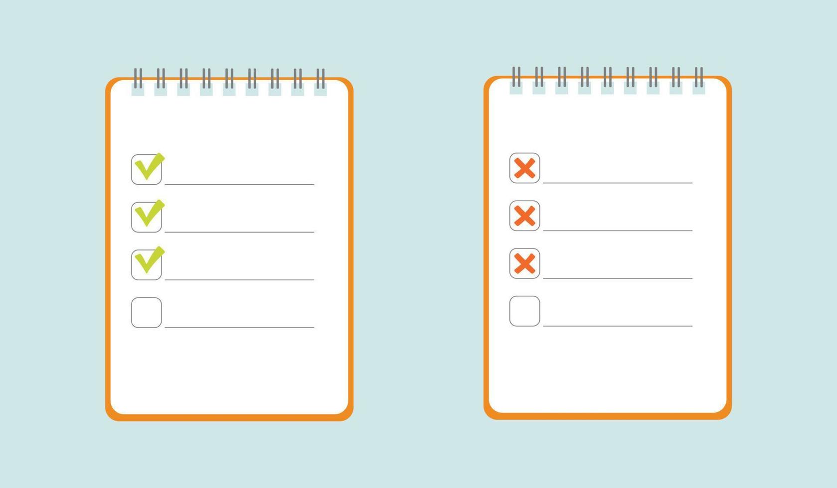 To do list icon. A notebook with a completed and unfinished to-do list. vector