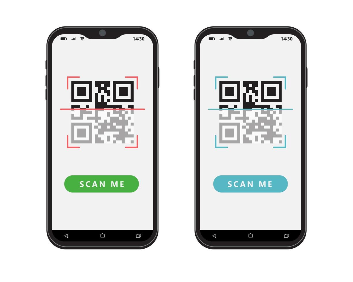 Phone scanning qr code. Isolated on white background phone, with qr code scan icon vector