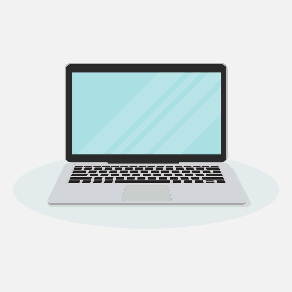 Laptop with blank screen grey color isolated on white background. vector