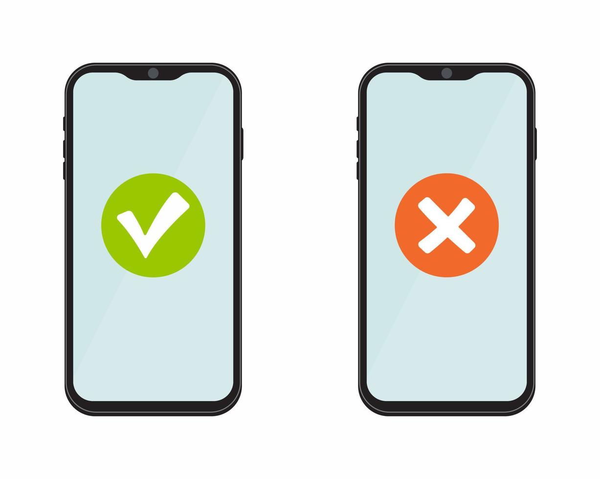 Poll vote digital quiz message notification, choosing yes no decision answer bubble on mobile phone online vector, questionnaire survey notice, right and wrong, yes no checkboxes on smartphone vector