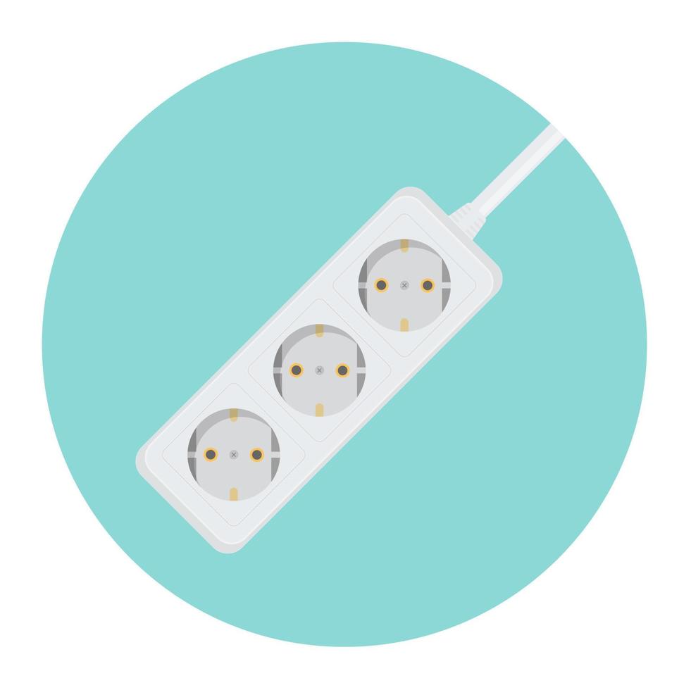 Electric extension cord. Power strip icon with three outlets. vector