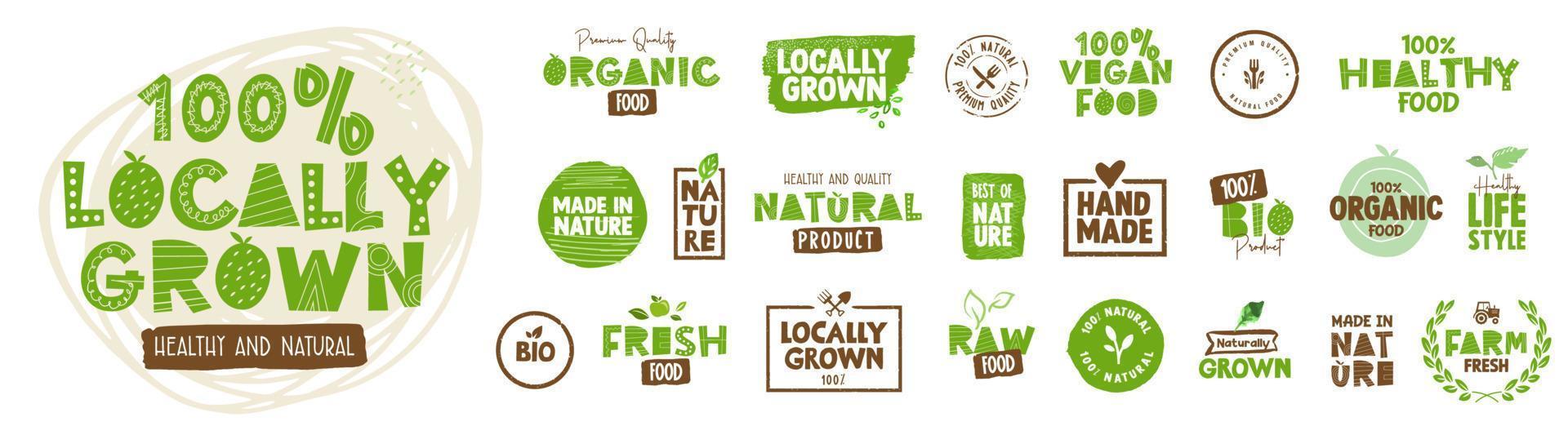 Premium quality organic elements for food market, ecommerce, organic products promotion, restaurant, healthy life. Vector illustration concepts for web design, packaging design, marketing.